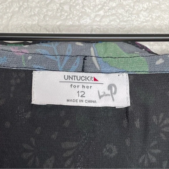 UNTUCKit Midi Paloma Black Gold Peacock Dress Size 12 - Picture 8 of 11